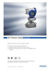 KROHNE OPTIMASS 3000 Notice Technique