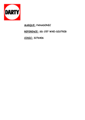 Panasonic SD-257 Notice D'utilisation