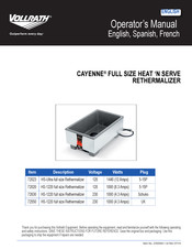 Vollrath CAYENNE 72550 Mode D'emploi