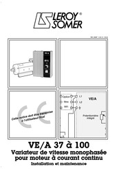 Leroy Somer VE/A 100 Installation Et Maintenance