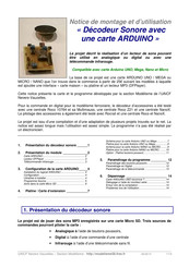 Arduino Decodeur Sonore avec une carte ARDUINO Notice De Montage Et D'utilisation