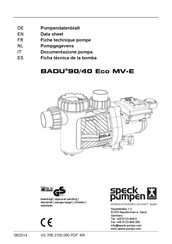 Speck pumpen BADU 90/40 Eco MV-E Fiche Technique