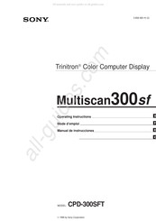 Sony Trinitron Multiscan 300sf Mode D'emploi