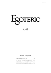 Esoteric A-03 Manuel Du Propriétaire