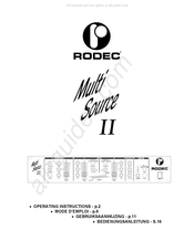 Rodec Multi Source II Mode D'emploi