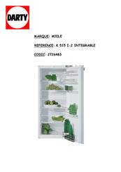 Miele K 515 i-2 Notice De Montage Et D'utilisation