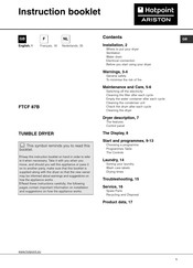 Hotpoint Ariston FTCF 87B Instructions