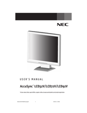 NEC AccuSync LCD72V Manuel D'utilisation