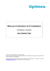 Optimea MULTIWIND2 FS42 Manuel D'utilisation Et D'installation