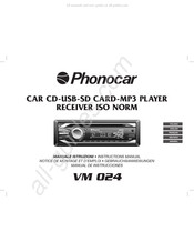 Phonocar VM 024 Notice De Montage Et D'emploi