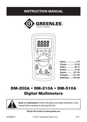 Textron GREENLEE DM-510A Manuel