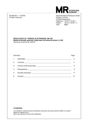 Maschinenfabrik Reinhausen MK 30E Instructions De Service