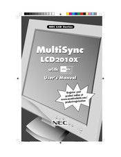 NEC MultiSync LCD2010X Manuel D'utilisation