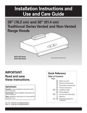 Whirlpool KHTU160 Série Instructions D'installation Et Guide D'utilisation Et D'entretien