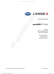 HACH LANGE sensION+ PH31 Manuel D'utilisateur