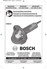 Bosch CSG15 Consignes De Fonctionnement/Sécurité
