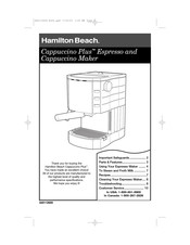 Hamilton Beach Cappuccino Maker Mode D'emploi
