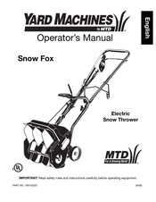 MTD Yard Machines Snow Fox Manuel De L'utilisateur