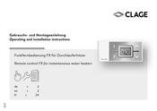 clage FX Instructions D'utilisation Et D'installation