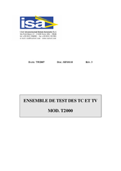 ISA T2000 Mode D'emploi