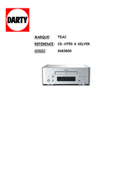 Teac CD-H750 S Mode D'emploi
