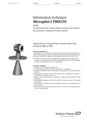 Endress+Hauser Micropilot S FMR530 Information Technique