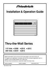 Friedrich Thru-the-Wall Série Guide D'installation Et De Fonctionnement