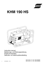 ESAB KHM 190 HS Emploi Et Entretien