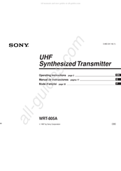 Sony WRT-805A Mode D'emploi
