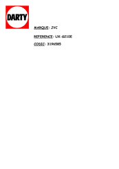 JVC CA-UXG210 Manuel D'instructions