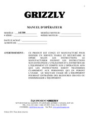 Grizzly 330 000 Manuel D'opérateur