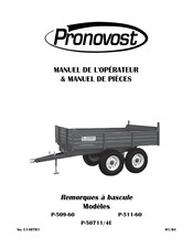 pronovost P-509 Manuel De L'opérateur & Liste Des Pieces