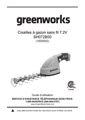 GreenWorks 1600002 Guide D'utilisation