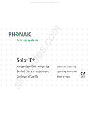 Phonak Solo T+ Mode D'emploi
