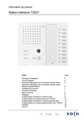 Koch TCE31 Mode D'emploi