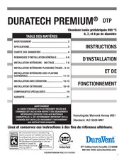 DuraVent DURATECH PREMIUM DTP Instructions D'installation