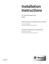 GE Monogram ZV30H Instructions D'installation