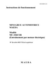 Maeda MC-104CER Instructions De Fonctionnement