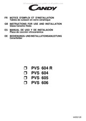 Candy PVS 604 R Notice D'emploi Et D'installation