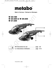 Metabo W 23-180 W 23-230 Instructions D'utilisation