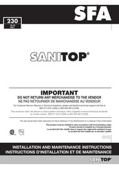 SFA SANITOP 230 Instructions D'installation Et De Maintenance