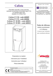 Atlantic Calista 2 V 30 BN Manuel D'installation Et D'utilisation