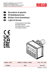 Riello 40 Millenium G3R Instructions Pour Installation, Utilisation Et Entretien