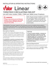 Valor 1595CFKV2 Guide D'installation Et D'operation
