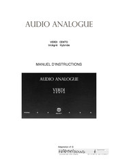 Audio Analogue VERDI CENTRO Manuel D'instructions