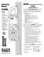 Klein Tools CL2000 Manuel D'instructions