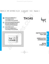 Bpt TH 345 Mode D'emploi