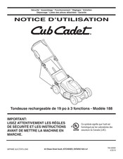 Cub Cadet 188 Notice D'utilisation