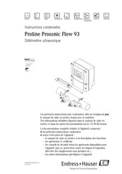 Endress+Hauser Prosonic Flow 93 Instructions Condensées
