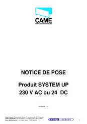 CAME SYSTEM UP 24 DC Mode D'emploi